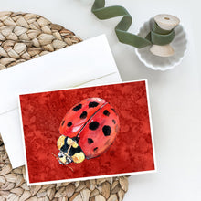 Load image into Gallery viewer, Lady Bug on Deep Red Greeting Cards -  Blank Note Cards – 8-Pack of Artist-Designed Cards with Envelopes