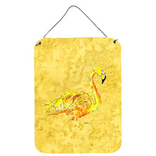 Load image into Gallery viewer, Flamingo on Yellow Aluminium Metal Wall or Door Hanging Prints