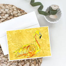 Load image into Gallery viewer, Flamingo on Yellow Greeting Cards -  Blank Note Cards – 8-Pack of Artist-Designed Cards with Envelopes