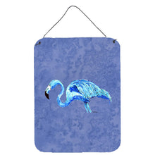 Load image into Gallery viewer, Flamingo On Slate Blue Aluminium Metal Wall or Door Hanging Prints