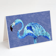 Load image into Gallery viewer, Flamingo On Slate Blue Greeting Cards -  Blank Note Cards – 8-Pack of Artist-Designed Cards with Envelopes