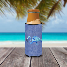 Load image into Gallery viewer, Flamingo On Slate Blue Slim Can Hugger – Fun &amp; Functional Drink Coolers 8873MUK