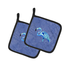 Load image into Gallery viewer, Flamingo On Slate Blue Pot Holders - Set of 2 Decorative Kitchen Helpers | Made in the USA 8873PTHD