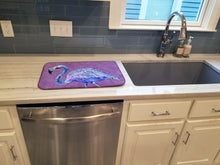 Load image into Gallery viewer, Flamingo on Purple Dish Drying Mat – Absorbent, Artistic Kitchen Essentials 8874DDM