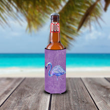 Load image into Gallery viewer, Flamingo on Purple Slim Can Hugger – Fun &amp; Functional Drink Coolers 8874MUK