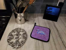 Load image into Gallery viewer, Flamingo on Purple Pot Holders - Set of 2 Decorative Kitchen Helpers | Made in the USA 8874PTHD