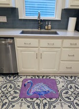 Load image into Gallery viewer, Flamingo on Purple Machine Washable Memory Foam Mat 8874RUG
