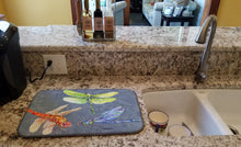 Load image into Gallery viewer, Dragonfly Times Three Dish Drying Mat – Absorbent, Artistic Kitchen Essentials 8878DDM