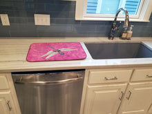 Load image into Gallery viewer, Dragonfly on Pink Dish Drying Mat – Absorbent, Artistic Kitchen Essentials 8891DDM