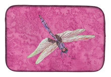 Load image into Gallery viewer, Dragonfly on Pink Dish Drying Mat – Absorbent, Artistic Kitchen Essentials 8891DDM