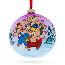 Load image into Gallery viewer, Three Little Pigs Glass Ball Christmas Ornament 4 Inches