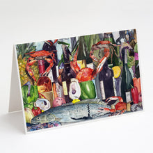 Load image into Gallery viewer, Wine and Speckled Trout Greeting Cards -  Blank Note Cards – 8-Pack of Artist-Designed Cards with Envelopes