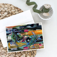 Load image into Gallery viewer, Blue Crabby Wine Bottles Greeting Cards -  Blank Note Cards – 8-Pack of Artist-Designed Cards with Envelopes