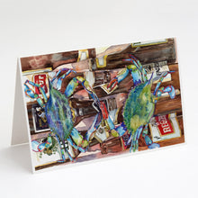 Load image into Gallery viewer, Blue Crabby New Orleans Beer Bottles Greeting Cards -  Blank Note Cards – 8-Pack of Artist-Designed Cards with Envelopes
