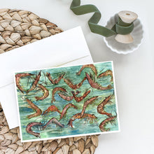 Load image into Gallery viewer, Catch of Shrimp Greeting Cards -  Blank Note Cards – 8-Pack of Artist-Designed Cards with Envelopes