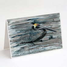 Load image into Gallery viewer, Pelican in Grey Greeting Cards -  Blank Note Cards – 8-Pack of Artist-Designed Cards with Envelopes