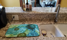 Load image into Gallery viewer, Abstract in Teal Flowers Dish Drying Mat – Absorbent, Artistic Kitchen Essentials 8952DDM