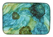 Load image into Gallery viewer, Abstract in Teal Flowers Dish Drying Mat – Absorbent, Artistic Kitchen Essentials 8952DDM