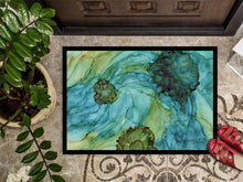 Load image into Gallery viewer, Abstract in Teal Flowers Doormat - 24x36 Decorative Floor Mat – Indoor/Outdoor Rug