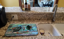 Load image into Gallery viewer, Watery Teal and Purple Crabs Dish Drying Mat – Absorbent, Artistic Kitchen Essentials 8954DDM