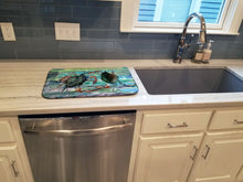 Load image into Gallery viewer, Watery Teal and Purple Crabs Dish Drying Mat – Absorbent, Artistic Kitchen Essentials 8954DDM