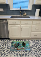 Load image into Gallery viewer, Watery Teal and Purple Crabs Machine Washable Memory Foam Mat 8954RUG