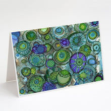 Load image into Gallery viewer, Abstract in Blues and Greens Greeting Cards -  Blank Note Cards – 8-Pack of Artist-Designed Cards with Envelopes