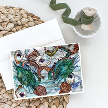 Load image into Gallery viewer, Shrimp, Crabs and Oysters in water Greeting Cards -  Blank Note Cards – 8-Pack of Artist-Designed Cards with Envelopes