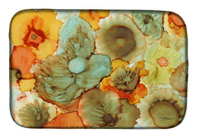 Load image into Gallery viewer, Abstract Flowers Teal and Orange Dish Drying Mat – Absorbent, Artistic Kitchen Essentials 8969DDM