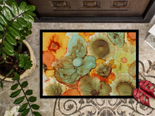 Load image into Gallery viewer, Abstract Flowers Teal and Orange Doormat - 24x36 Decorative Floor Mat – Indoor/Outdoor Rug