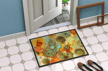 Load image into Gallery viewer, Abstract Flowers Teal and Orange Doormat - 24x36 Decorative Floor Mat – Indoor/Outdoor Rug