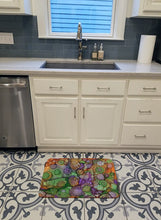 Load image into Gallery viewer, Abstract in Purple Green and Orange Machine Washable Memory Foam Mat 8971RUG
