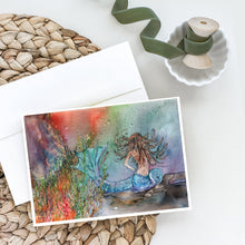 Load image into Gallery viewer, Brunette Mermaid Water Fantasy Greeting Cards -  Blank Note Cards – 8-Pack of Artist-Designed Cards with Envelopes