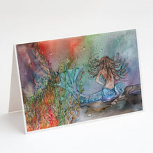 Load image into Gallery viewer, Brunette Mermaid Water Fantasy Greeting Cards -  Blank Note Cards – 8-Pack of Artist-Designed Cards with Envelopes