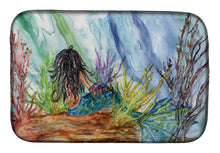 Load image into Gallery viewer, Black Haired Mermaid Water Fantasy Dish Drying Mat – Absorbent, Artistic Kitchen Essentials 8974DDM
