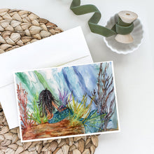 Load image into Gallery viewer, Black Haired Mermaid Water Fantasy Greeting Cards -  Blank Note Cards – 8-Pack of Artist-Designed Cards with Envelopes