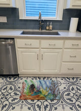 Load image into Gallery viewer, Black Haired Mermaid Water Fantasy Machine Washable Memory Foam Mat 8974RUG