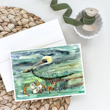 Load image into Gallery viewer, Watery Pelican, Shrimp, Crab and Oysters Greeting Cards -  Blank Note Cards – 8-Pack of Artist-Designed Cards with Envelopes