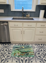 Load image into Gallery viewer, Watery Pelican, Shrimp, Crab and Oysters Machine Washable Memory Foam Mat 8978RUG