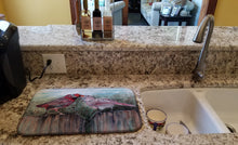 Load image into Gallery viewer, Red Bird Feeding Dish Drying Mat – Absorbent, Artistic Kitchen Essentials 8981DDM