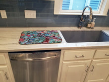 Load image into Gallery viewer, Abstract in Reds and Blues Dish Drying Mat – Absorbent, Artistic Kitchen Essentials 8982DDM