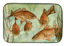 Load image into Gallery viewer, Red Fish Swim Dish Drying Mat – Absorbent, Artistic Kitchen Essentials 8983DDM