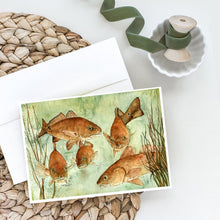 Load image into Gallery viewer, Red Fish Swim Greeting Cards -  Blank Note Cards – 8-Pack of Artist-Designed Cards with Envelopes