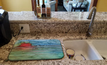 Load image into Gallery viewer, Abstract Sunset on the Water Dish Drying Mat – Absorbent, Artistic Kitchen Essentials 8984DDM