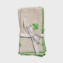 Load image into Gallery viewer, Palm tree embroidered dinner napkins, flax, set of two