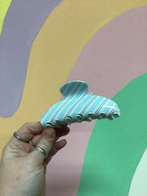 Load image into Gallery viewer, Sky Blue Stripe Hair Claw