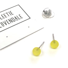 Load image into Gallery viewer, Lemon Yellow Frosted Lucite Mini Ball Stud Earrings