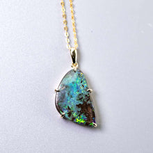 Load image into Gallery viewer, 9.08ct Australian Boulder Opal Pendant Necklace 14K Yellow Gold