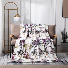 Load image into Gallery viewer, DaDa Bedding Floral Blossoms Spring Cottage Birds Soft Fleece Throw Blanket (XY1010)