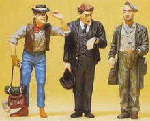 Load image into Gallery viewer, Preiser 45099 G Scale Pedestrians -- Railroad Conductor &amp; Two Hobos